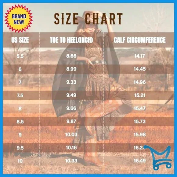 Wide Calf Knee High Western Boots Chunky Block Heel Pointed Toe Embroidered - Picture 6 of 7